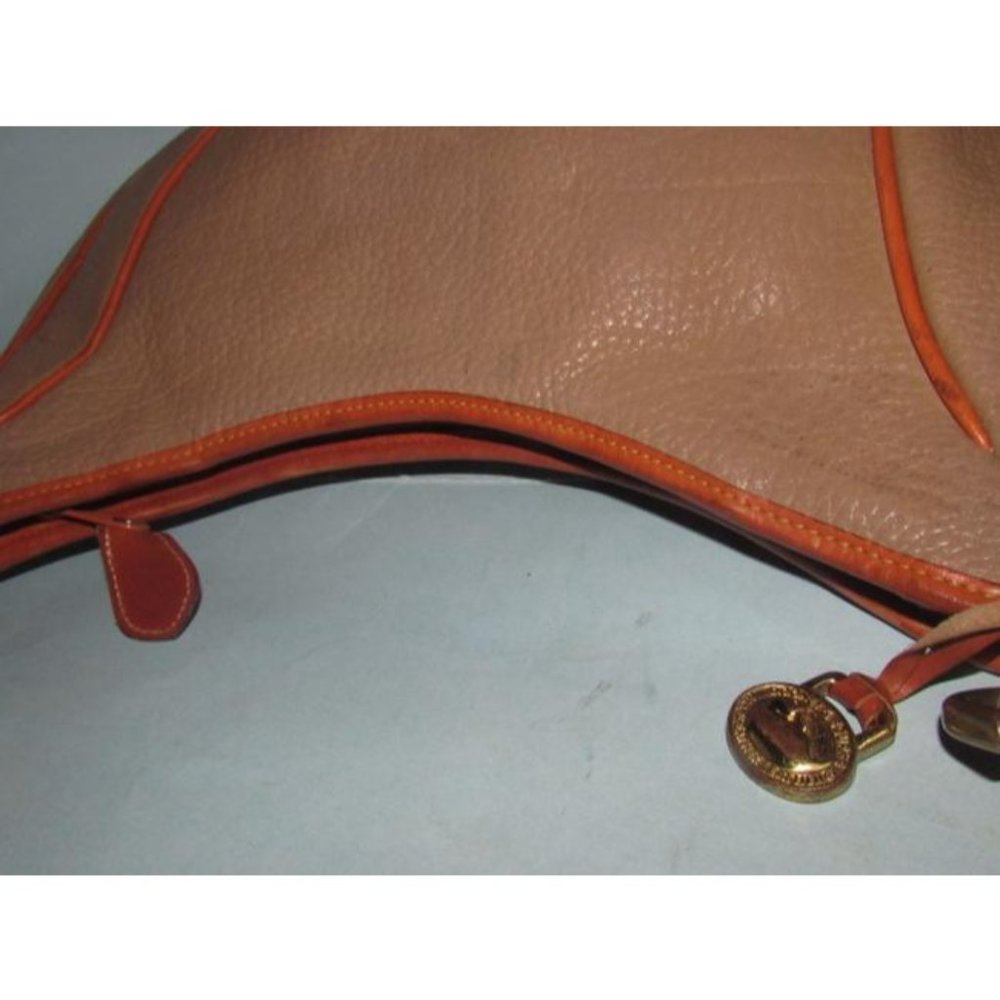 Dooney And Bourke Vintage Taupe & Cognac Brown Leather  HOBO Shoulder Bag - Picture 3 of 16